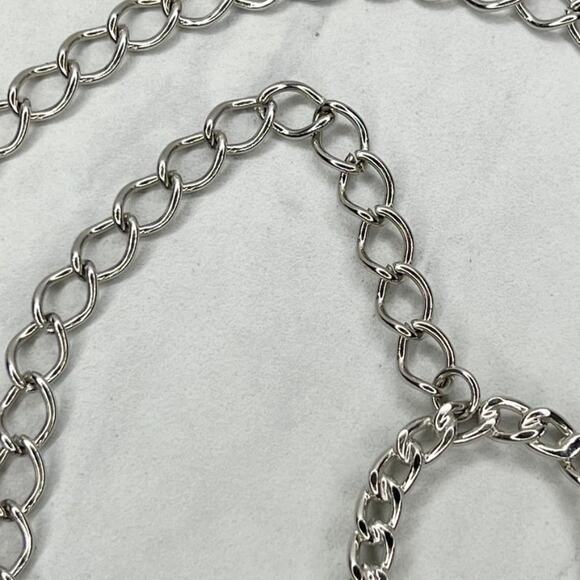 Silver Tone Open Circle Hoop Metal Chain Link Belt Y2K Festival ✨ - Picture 11 of 12